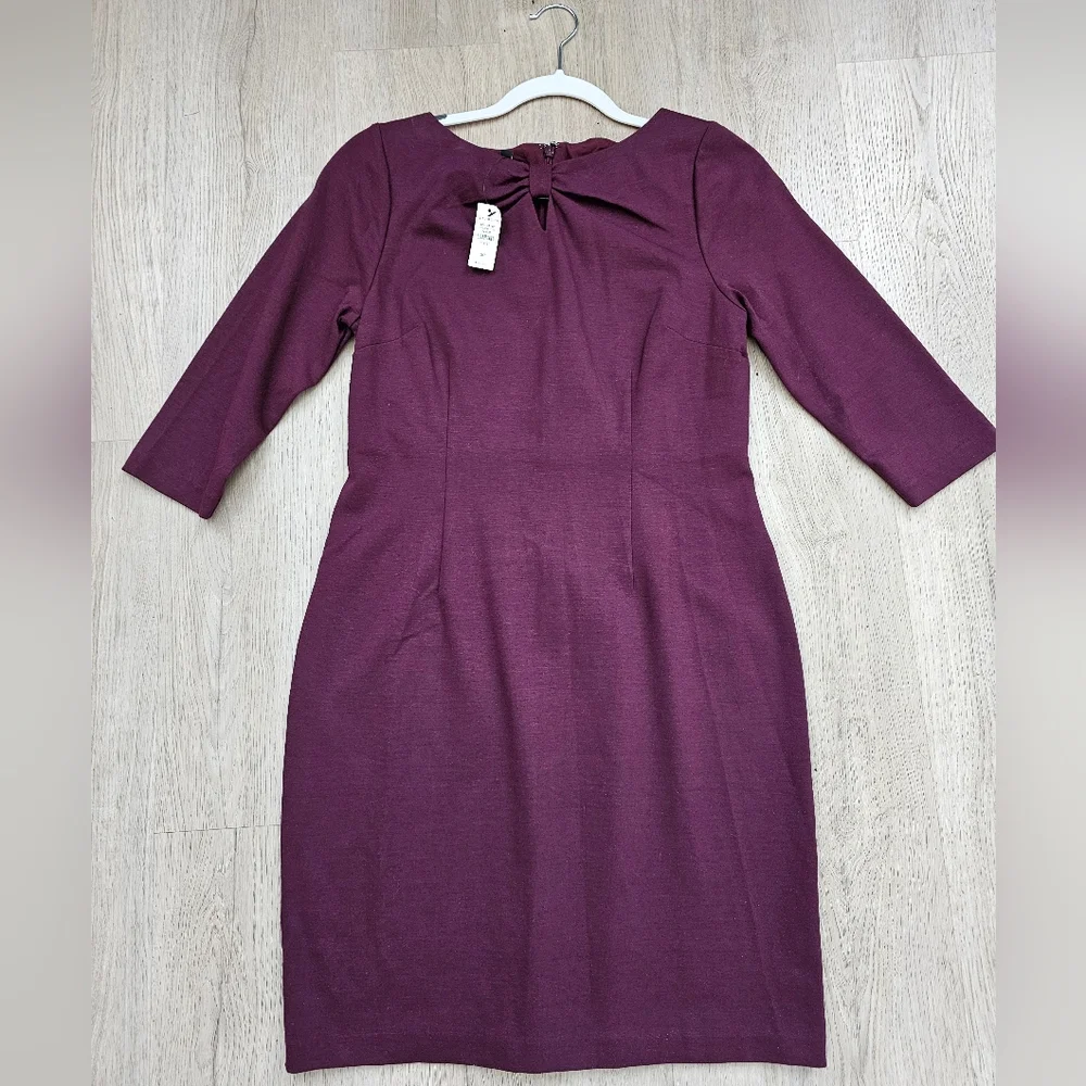 Talbots Rich Burgundy Long Sleeve Dress - Picture 2 of 8